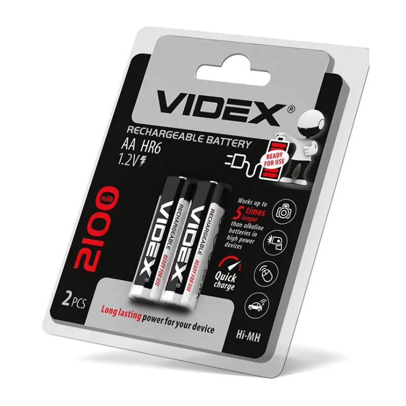 Акумулятор AA HR6 (пальчик) 1,2V  2100 mAh 9004 Videx 