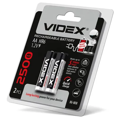 Акумулятор AA HR6 (пальчик) 1,2V  2500 mAh 9005 Videx
