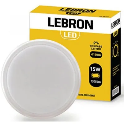 Світильник накладний L-WLR-15W, 15 Вт, 4100К, 1500 Лм, 155 мм 153203 LEBRON