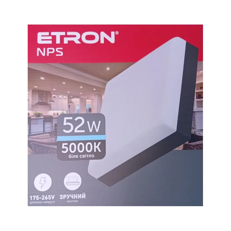 Світильник накладний 1-EMP-788 52 Вт, 5000К, 4100 Лм, квадрат 30* 30 см П0017 ETRON 