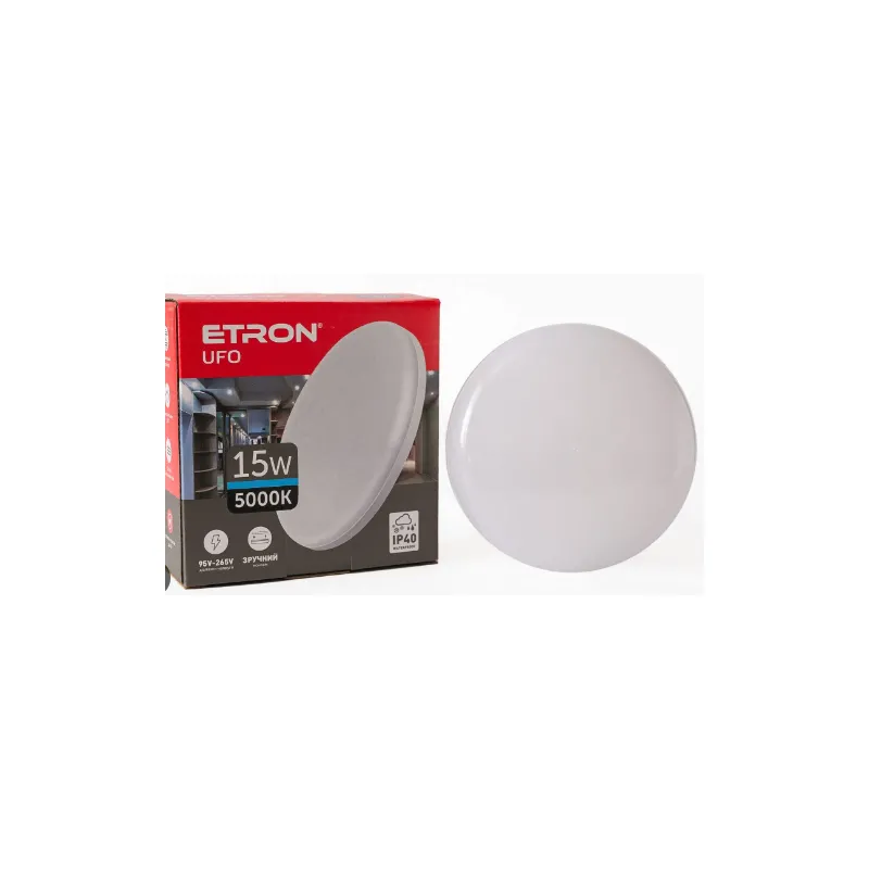 Світильник накладний 1- EIP - 905 15 Вт, 5000К, 1350 Лм, 12 см 16623 ETRON 