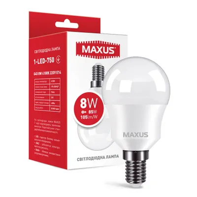 Лампа  світлодіодна G45 мінікуля 8 Вт Е14 3493 MAXUS
