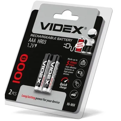 Акумулятор AAA  HR03  (мікропальчик) 1,2V  1000 mAh 8175 Videx
