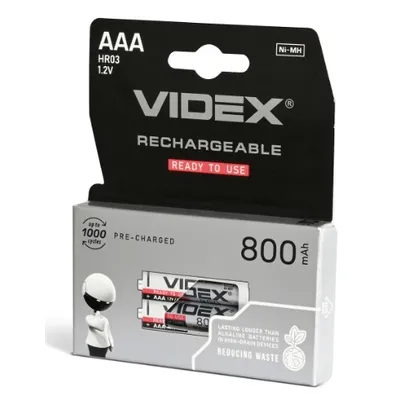 Акумулятор AAA  HR03  (мікропальчик) 1,2V  800 mAh 9000 Videx
