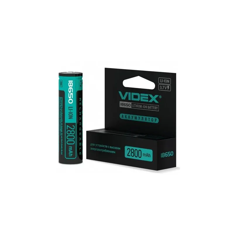 Акумулятор 18650 3,7В 2800mAh з захистом від перенапруги 5826 Videx 