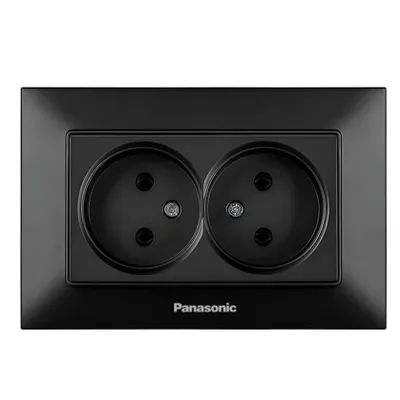 Розетка Arkedia Slim подвійна  чорна 0684 Panasonic
