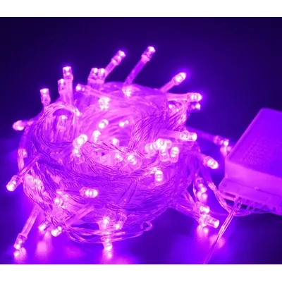 Гірлянда 100LED 9 м прозорий провід фіолетовий  8215
