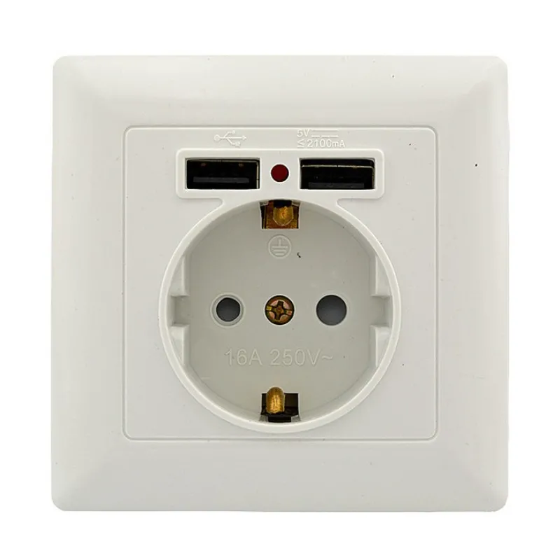 Розетка SV - 8230 з заземленням + USB на 2 порта 2859 Світлоприлад 