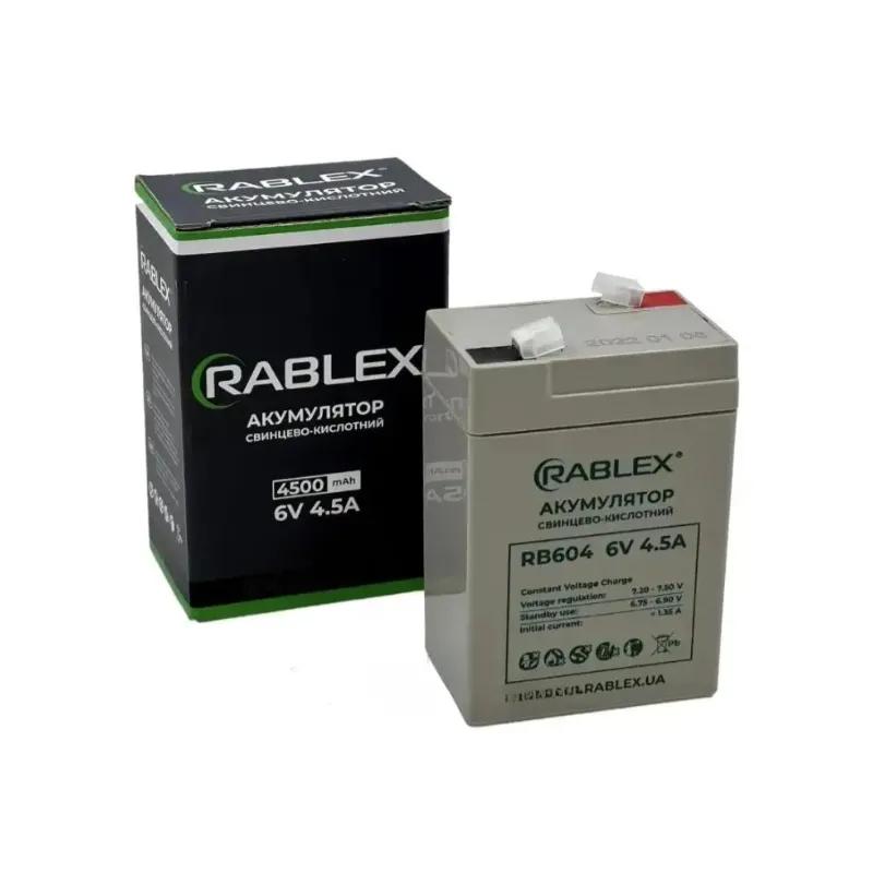 Акумулятор 6 В 4,5 Ah свинцево - кислотний (70*45*100мм) 4264 Rablex 