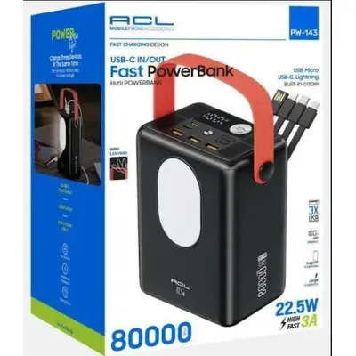 POWER BANK Портативний зарядний пристрій ACL PW-143 Fast 80000 мАг п116