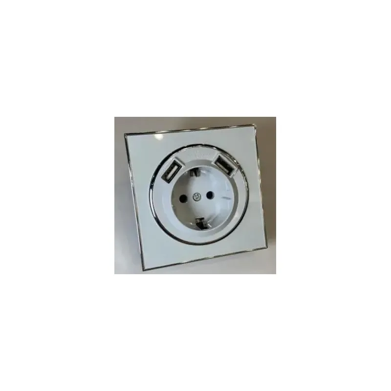 Розетка LAURA одинарна біла  з заземленням + 2 USB 756 Right Hausen 