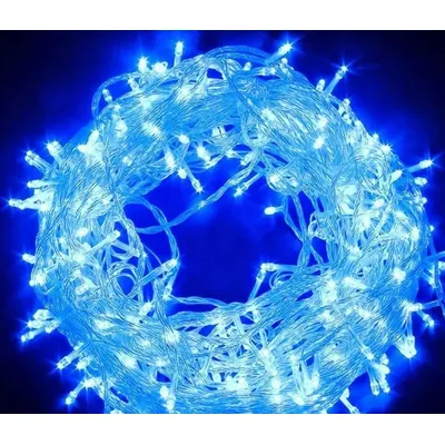 Гірлянда 200LED  16 м прозорий провід синій  2814