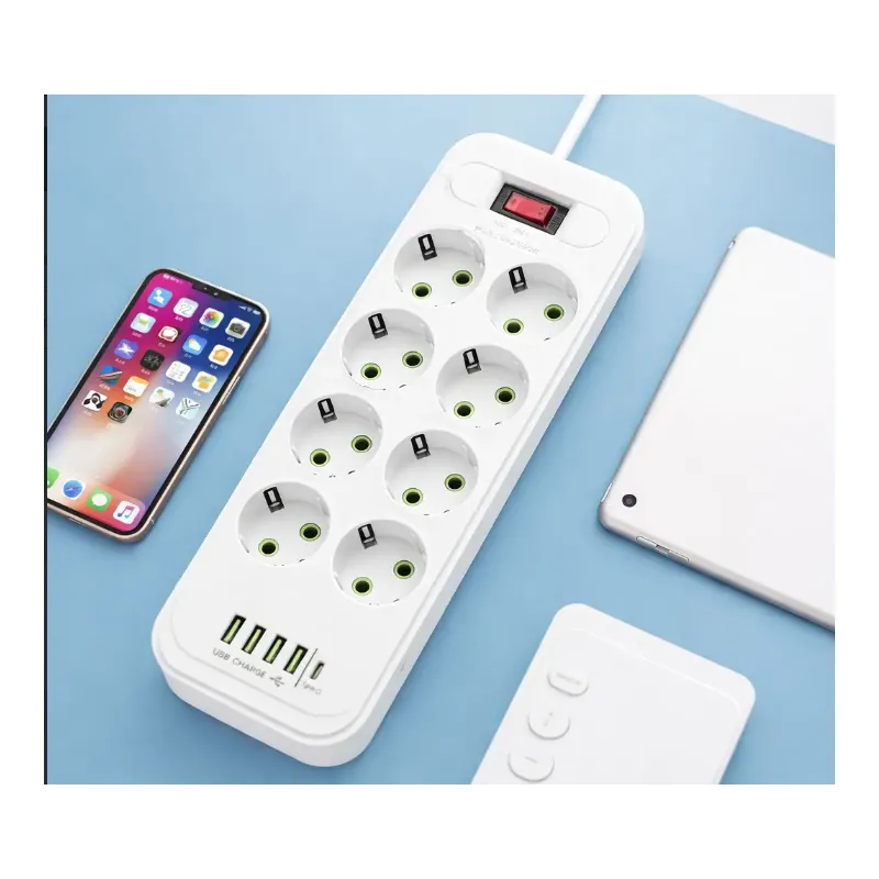 Подовжувач Мережевий подовжувач/фільтр/розгалужувач (D6) 6х220V + 4хUSB+ 1хType-C 3 метри п280 