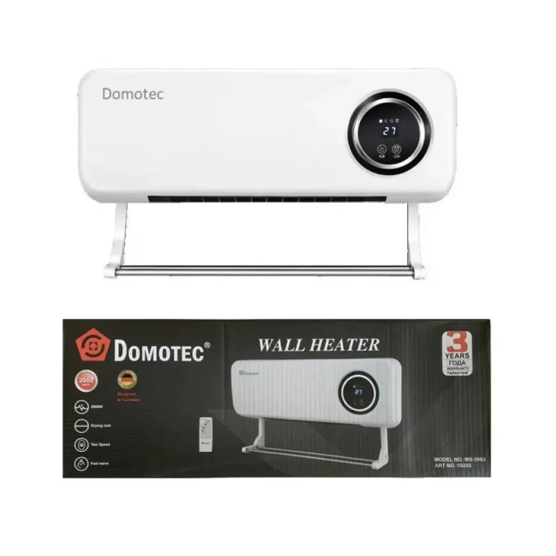 Обігрівач Настінний  Domotec MS-5963 1000/2000Вт з пультом і таймером, електрична дуйка з сушаркою для кімнати до 20 м² 10195 