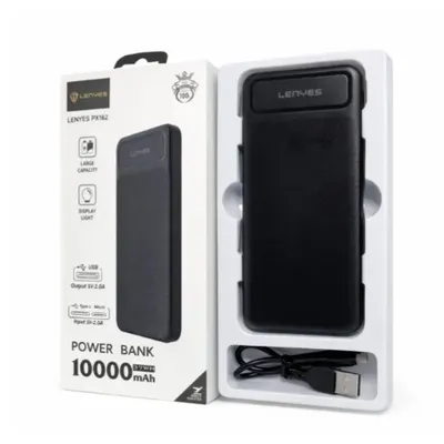 POWER BANK 10000 mAh Lenyes PX162 компактний універсальний на 2 входи Чорний п244