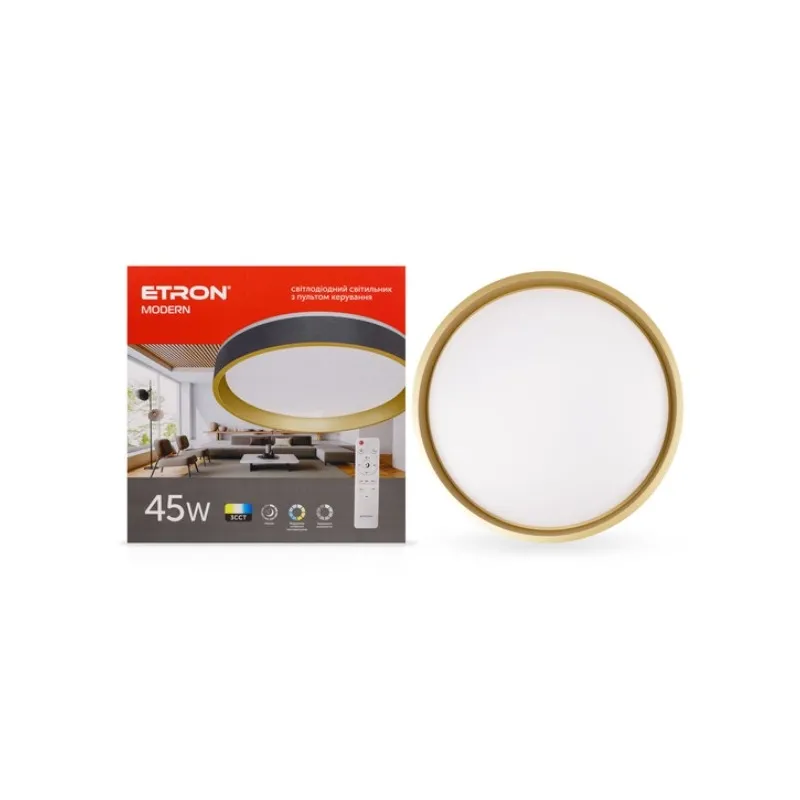 Світильник накладний SMART 2004 - ESP - 1 MODERN 45 Вт, 3000/4000/6500К, 3150 Лм, 38,8 см gold/black 20720 ETRON 