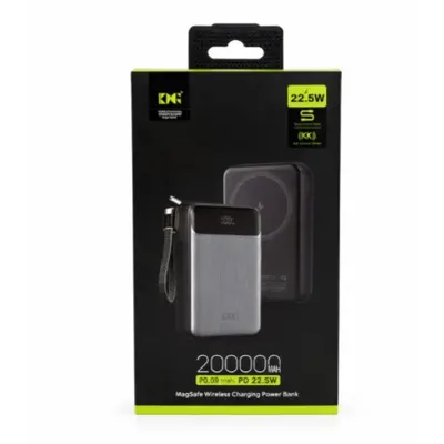 POWER BANK Повербанк KingPower WPG-207 магнітний (MagSafe) 20000 мАг, швидка зарядка 22,5 Вт, бездротова 15 Вт, чорний п189