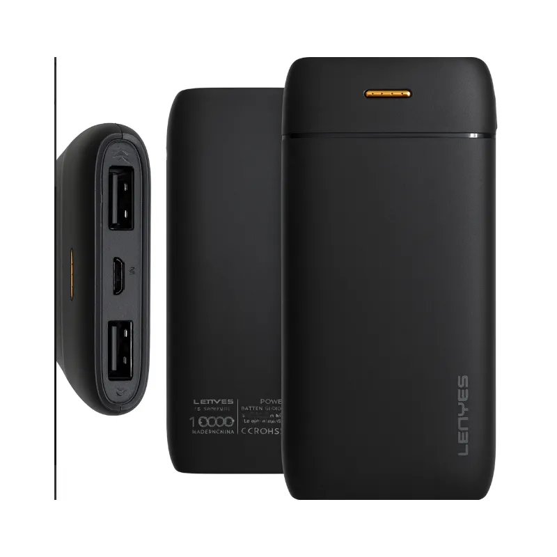 POWER BANK LENYES PX167 10000 мАг з LED-індикатором та 2 USB, чорний 10247 