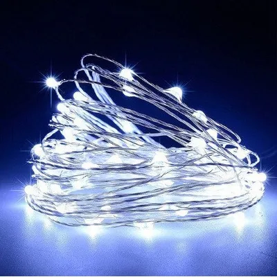 Гірлянда роса 50 mini LED 5м на батарейках (2АА) холодний білий 0247
