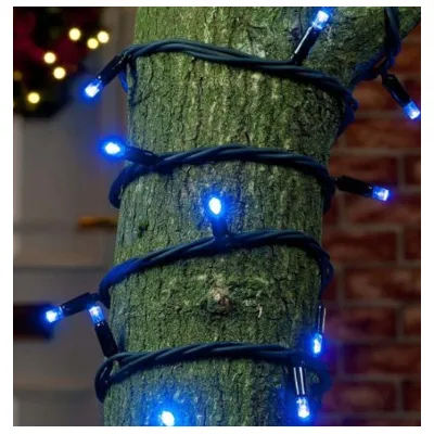 Гірлянда вулична синя  100 LED-5mm 10m  чорний провід  4523