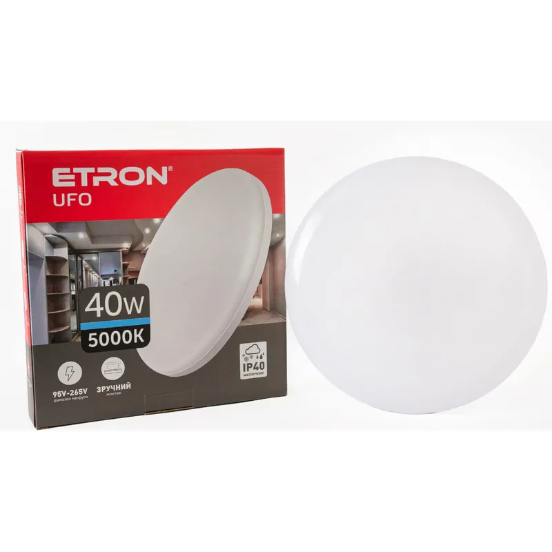 Світильник накладний 1- EIP - 917 40 Вт, 5000К, 3600 Лм, 23 см 16626 ETRON 