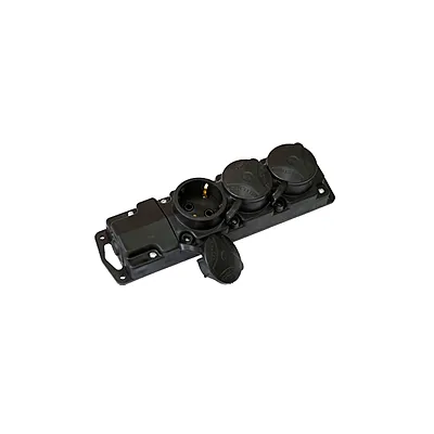 Колодка 3 гнізда с заземленням 2Р+Е, з  кришками, каучук IP44 8824 Lezard
