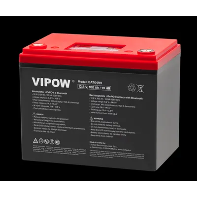 Акумулятор LiFePO4 100Ah  Vipow Bluetooth з дисплеєм п342