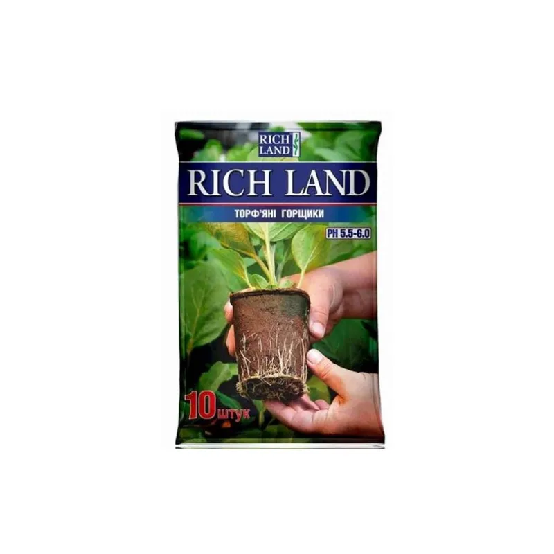 Торфяні горщики  Rich Land 8*8см квадратні 10 шт 6243 