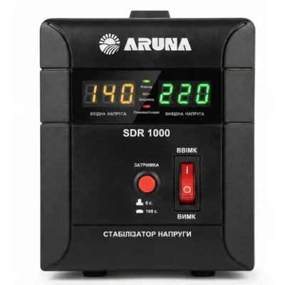 Стабілізатор напруги ARUNA SDR 1000 (600Вт) з подвійним дисплеєм. Для котла та холодильника, затримка 6/180с. п155