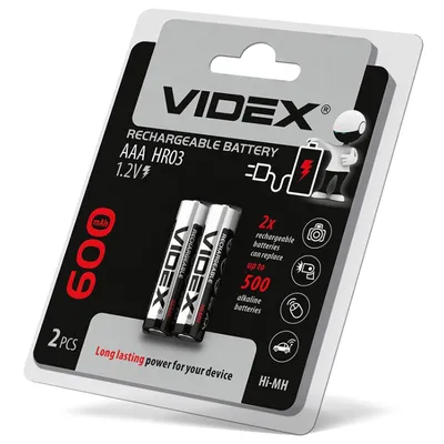 Акумулятор AAA  HR03  (мікропальчик) 1,2V  600 mAh 8999 Videx