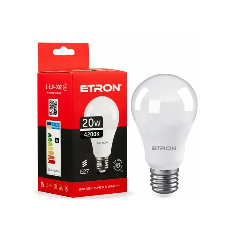 Лампа  світлодіодна А70 20 Вт Е27 4000К 1450 Лм 1117 ETRON 