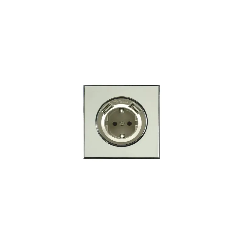 Розетка LAURA одинарна золото  з заземленням + 2 USB 763 Right Hausen 