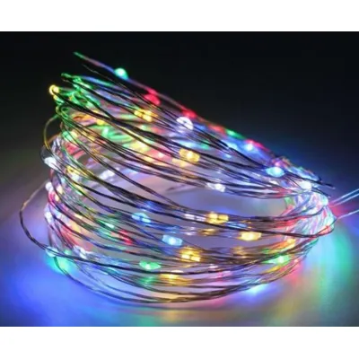 Гірлянда роса 50 mini LED 5м на батарейках (2АА) + USB кольоровий 6949