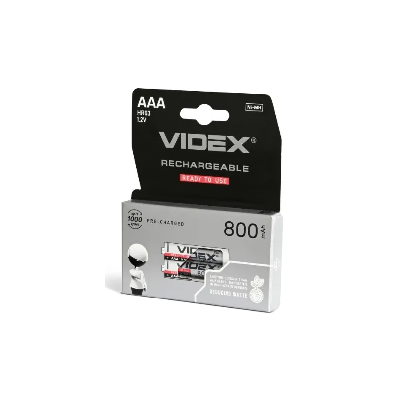 Акумулятор AAA  HR03  (мікропальчик) 1,2V  800 mAh 9000 Videx 