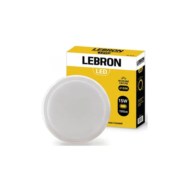Світильник накладний L-WLR-15W, 15 Вт, 4100К, 1500 Лм, 155 мм 153203 LEBRON 