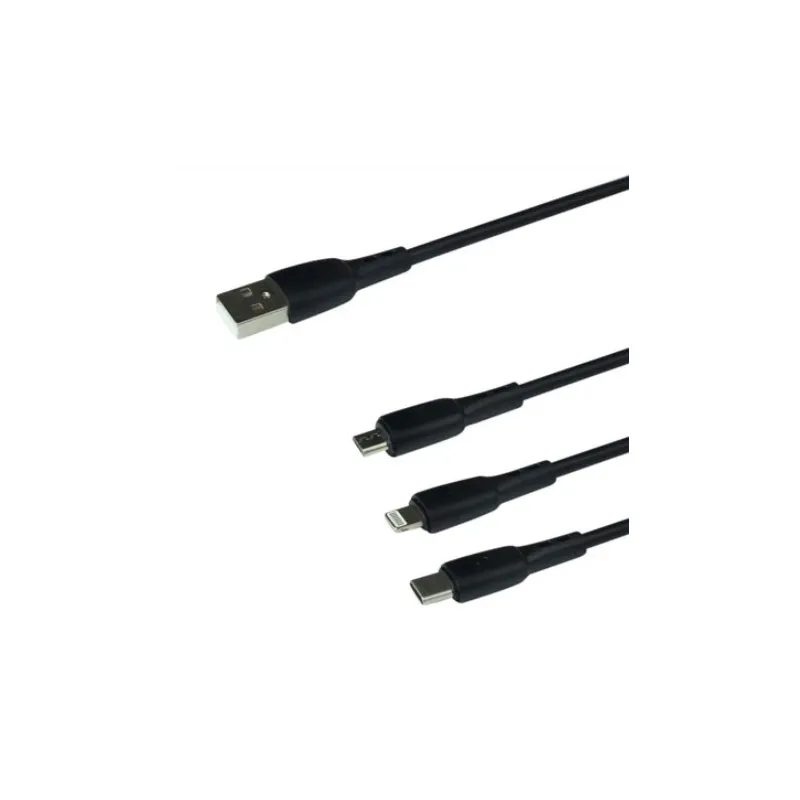 Кабель USB 3 в 1 IP/Micro/Type-c  Х71 2А 1м чорний 71000 BOROFONE 