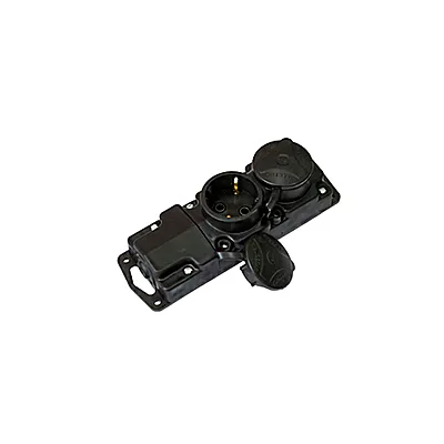 Колодка 2 гнізда с заземленням 2Р+Е, з  кришками, каучук IP44 8823 Lezard