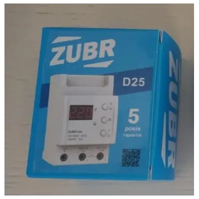 Цифрове  реле напруги  Зубр 25A на дінрейку однофазна ZUBR  D25 код П8550