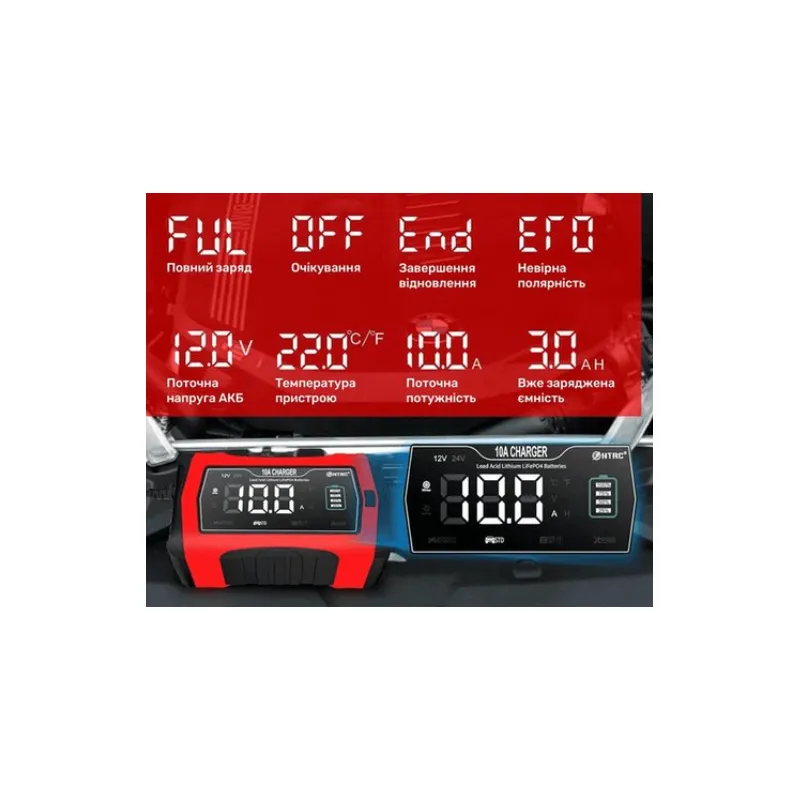 Зарядний пристрій HTRC 10A Charger 12V 24V для кислотних, гелевих, AGM та LiFePO4 10182  - фото 2