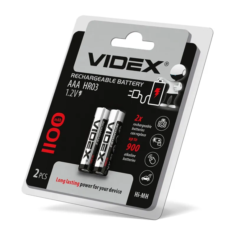 Акумулятор AAA  HR03  (мікропальчик) 1,2V  1100 mAh 9001 Videx 