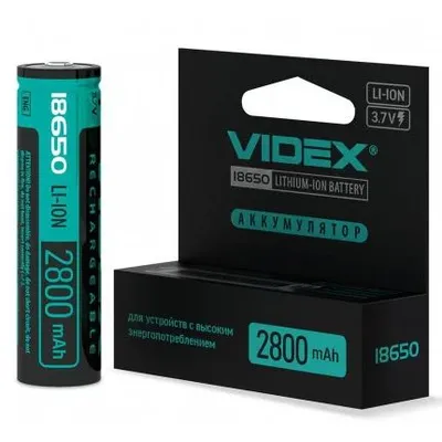 Акумулятор 18650 3,7В 2800mAh з захистом від перенапруги 5826 Videx