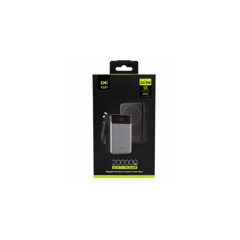 POWER BANK Повербанк KingPower WPG-207 магнітний (MagSafe) 20000 мАг, швидка зарядка 22,5 Вт, бездротова 15 Вт, чорний п189 