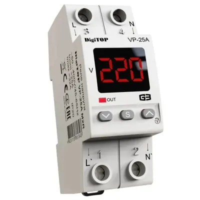 Цифрове  реле напруги  DigiTOP VP-25A M2R на дінрейку 1094
