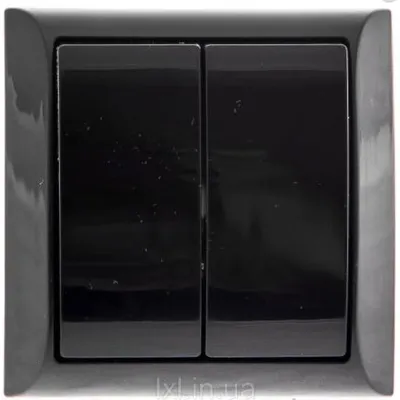 Вимикач TERRA подвійний  чорний накладний 4812 LXL