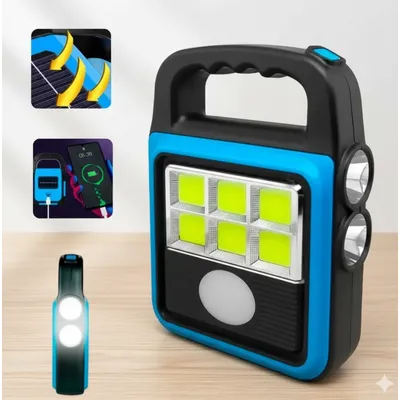 Ліхтар акумуляторний USB з сонячною панеллю та повербанком Solar LED light HS-8020 60 Вт водозахист IP65 код 10151