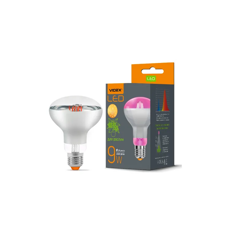 Лампа  світлодіодна фіто направлена  9 Вт E27 Filament 0409 Videx 