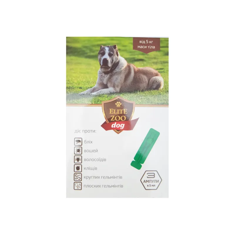 Капли для собак Elite ZOO Dog 1 мл от 5 кг 0002 Продукт 