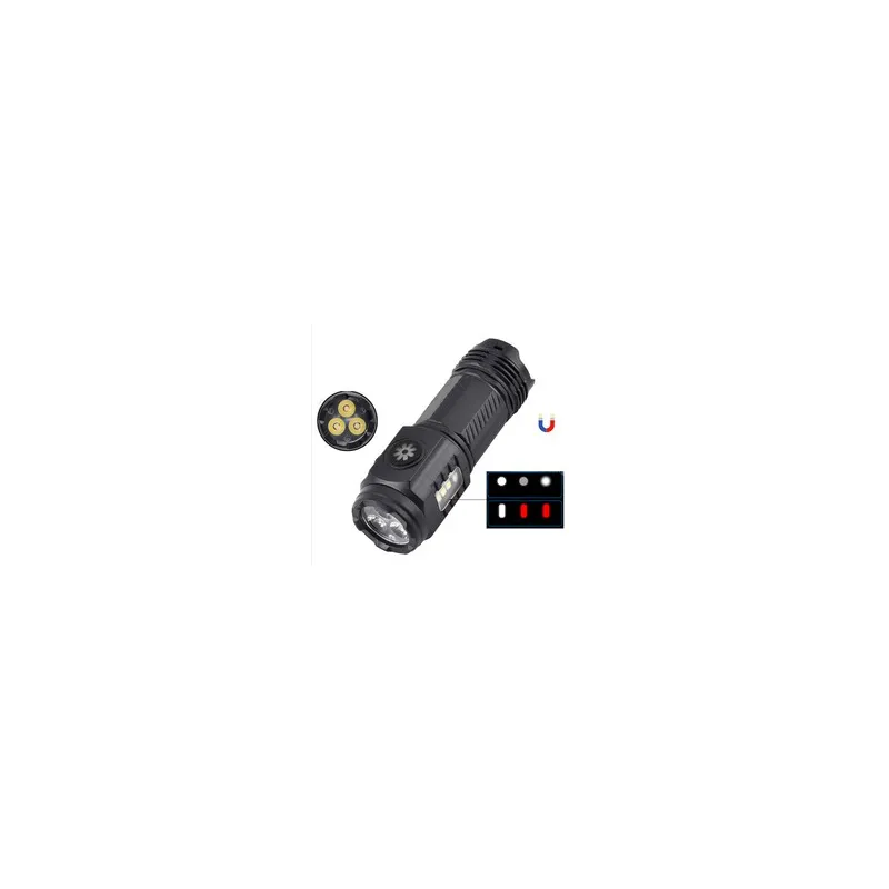 Ліхтар акумуляторний X-3L-3LED+3SMD (білий + червоний) вбудований акумулятор, магніт 0032 