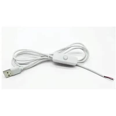 Кабель USB 2A з вимикачем 1 метр білий 4300