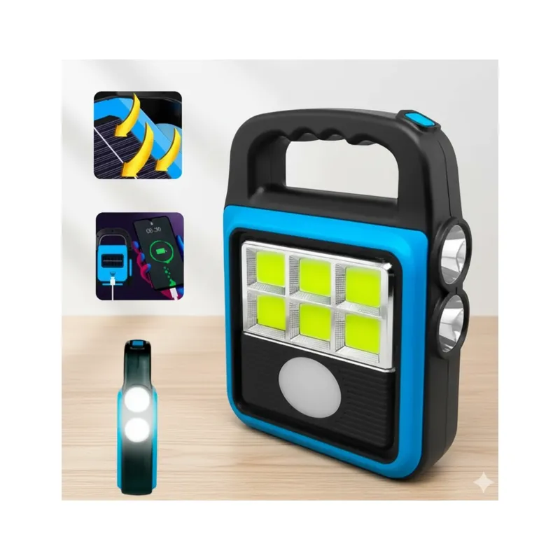 Ліхтар акумуляторний USB з сонячною панеллю та повербанком Solar LED light HS-8020 60 Вт водозахист IP65 код 10151 